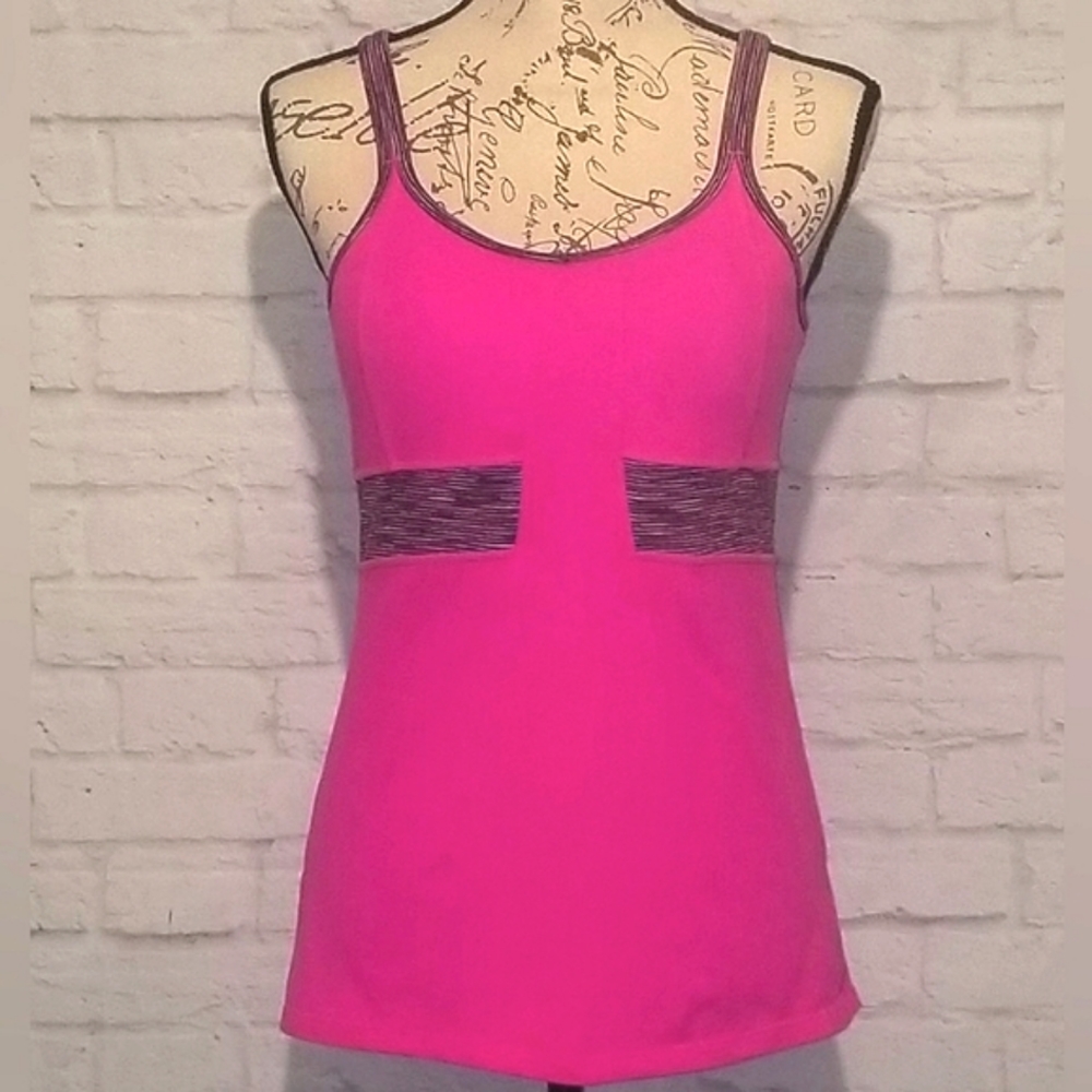Athleta Hot Pink Prasada Long Support Tank Top, Size M